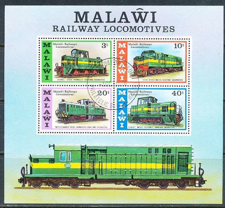 MALAWI  1976 -     Malawi Locomotives    MINI-SHEET   -  FINE CTO USED