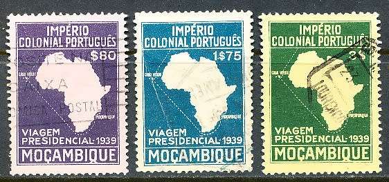 MOZAMBIQUE   - 1939  -  Carmona`s 2nd Colonial Tour PART  SET  -   FINE USED