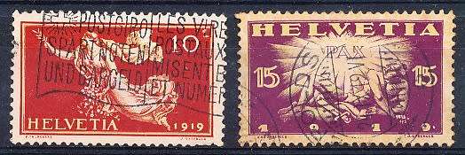 SWITZERLAND  1919   - Peace Celebrations  PART  SET   - FINE  USED