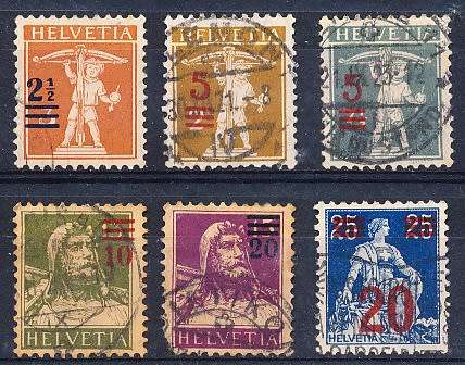 SWITZERLAND  1921  - Surcharges  SET   - FINE  USED