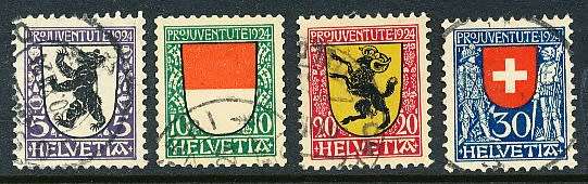 SWITZERLAND  1924   - PRO JUVENTUTE - Coat of Arms   SET   - FINE  USED