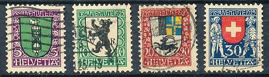SWITZERLAND  1925   - PRO JUVENTUTE - Coat of Arms   SET   - FINE  USED