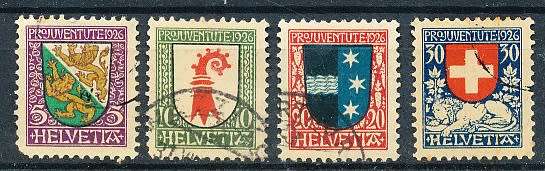SWITZERLAND  1926  - PRO JUVENTUTE - Coat of Arms   SET   - FINE  USED