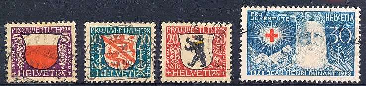 SWITZERLAND  1928  - PRO JUVENTUTE - Coat of Arms     SET   - FINE  USED