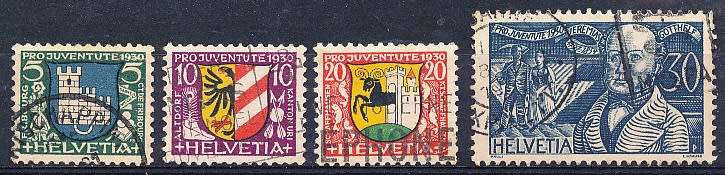 SWITZERLAND  1930  - PRO JUVENTUTE - Coat of Arms     SET   - FINE  USED