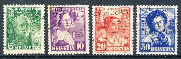 SWITZERLAND  1935  - PRO JUVENTUTE - Death of H.G. Nageli   SET   - FINE  USED
