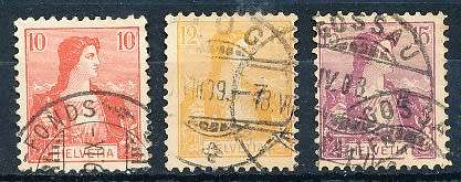 SWITZERLAND  1907  -  Helvetia - New Drawing  SET   - FINE  USED