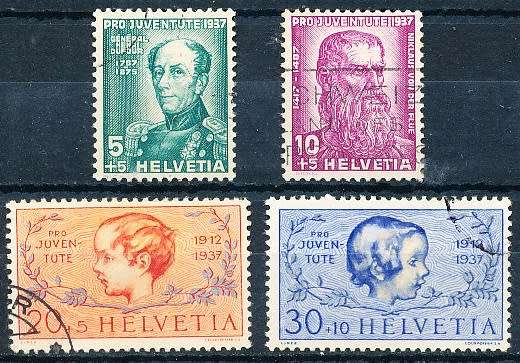 SWITZERLAND  1937  -  Anniversary of Pro Juventute   SET   - FINE  USED