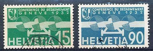 SWITZERLAND  1932  - World Disarmament Conference  15 & 90   - FINE  USED