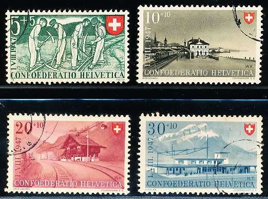 SWITZERLAND  1947 -  Pro Patria Swiss Railway  SET   - FINE  USED