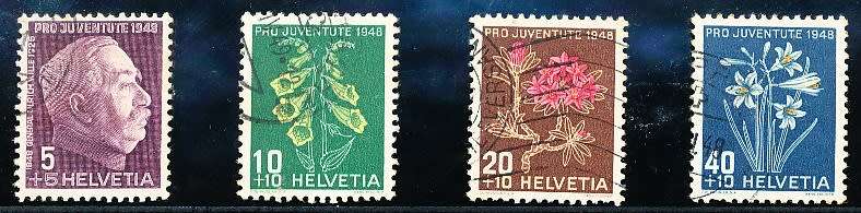 SWITZERLAND  1948 -  Pro Juventure -  Anniversary of the Ulrich Wille  SET   - FINE  USED