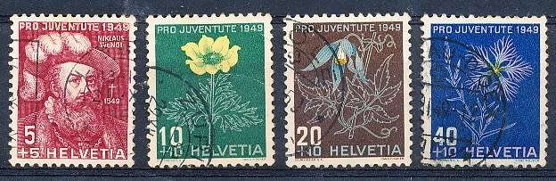 SWITZERLAND  1949 -  Pro Juventure -  Niklaus Wengi - Flowers  SET   - FINE  USED