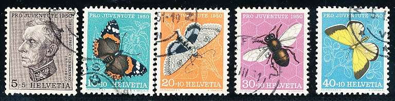 SWITZERLAND  1950 -  Pro Juventure -  Teophill Sprecher - Insects  SET   - FINE  USED