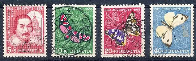 SWITZERLAND  1956 -  Pro Juventure -   Carlo Maderno - Insects  PART  SET   - FINE  USED