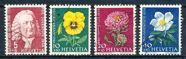 SWITZERLAND  1958 -  Pro Juventure -    Albrech von Haller  PART  SET   - FINE  USED