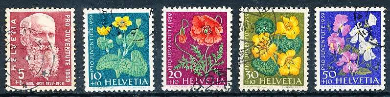 SWITZERLAND  1959 -  Pro Juventure -   Carl Hilty - Garden Flowers  SET   - FINE  USED