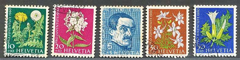 SWITZERLAND  1960 -  Pro Juventure -   Alexandre Calame -   Flowers  SET   FINE USED