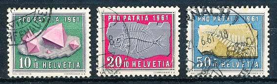 SWITZERLAND  1961 -  Pro Patria - Minerals & Fossils  PART  SET   - FINE  USED