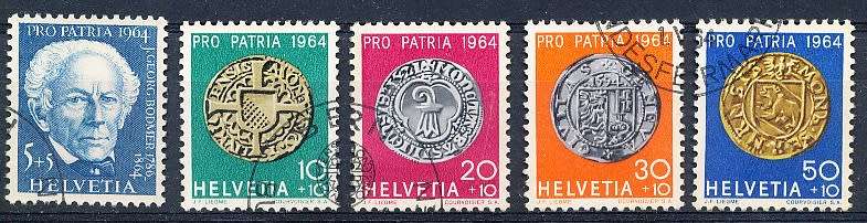 SWITZERLAND  1964 -  Pro Patria - Johann Georg Bodmer - Coins  SET   - FINE  USED
