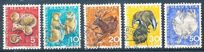 SWITZERLAND  1965 -   Pro Juventute  Wild Animals  SET   - FINE  USED