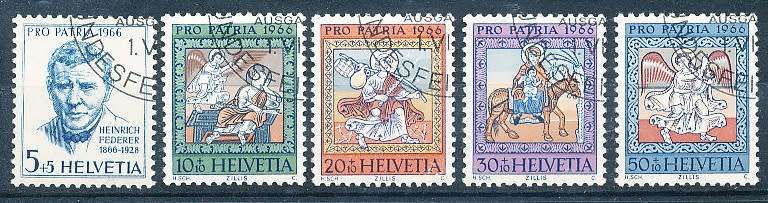 SWITZERLAND  1966 -  Pro Patria -    Heinrich Federer  SET   - FINE  USED