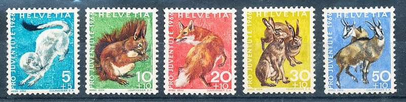 SWITZERLAND  1966 -   Pro Juventute  Wild Animals  SET   - FINE  MINT