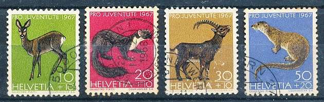 SWITZERLAND  1967 -    Pro Juventute - Wild Animals  SET   - FINE  USED