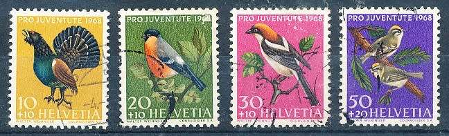 SWITZERLAND  1968 -   Pro Juventute - Birds  SET   - FINE  USED