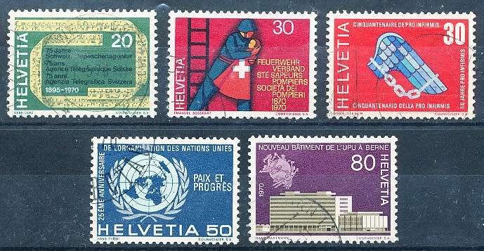 SWITZERLAND  1970 -   Anniversaries  SET   - FINE  USED