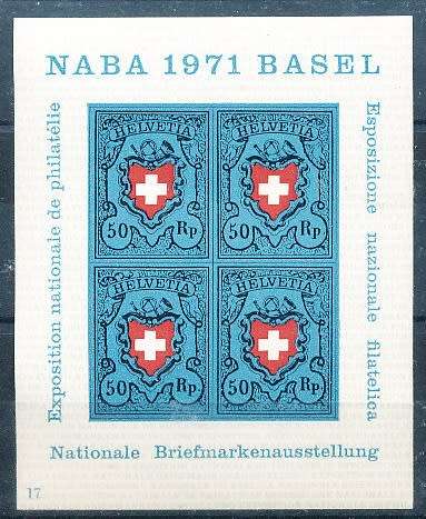 SWITZERLAND  1971 -  Philatelic Exhibition NABA 1971, Basel   MINI-SHEET   - FINE  MINT