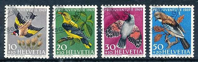 SWITZERLAND  1969 -  Pro Juventute - Birds   SET   - FINE  USED