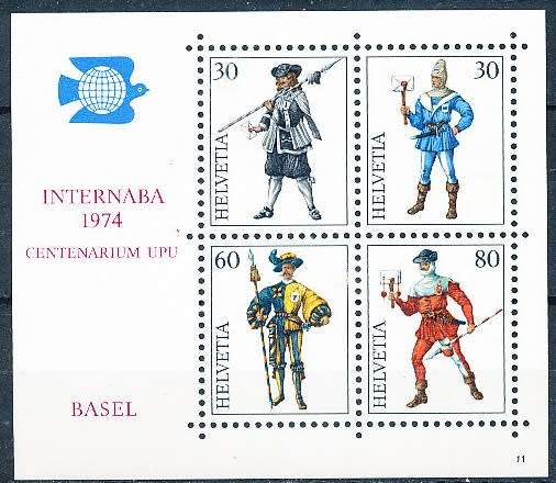 SWITZERLAND  1974 -  Philatelic Exhibition INTERNABA 1974   MINI-SHEET   - FINE  MINT