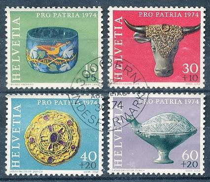 SWITZERLAND  1974 -  `Pro Patria` - Archaeological Findings   SET   - FINE USED