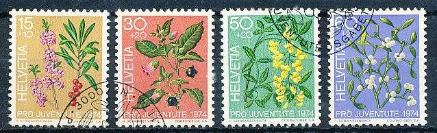 SWITZERLAND  1974 - Pro Juventute - Forest Plants   SET   - FINE USED