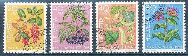 SWITZERLAND  1976 -   Pro Juventute - Medicinal Plants  SET   - FINE  USED