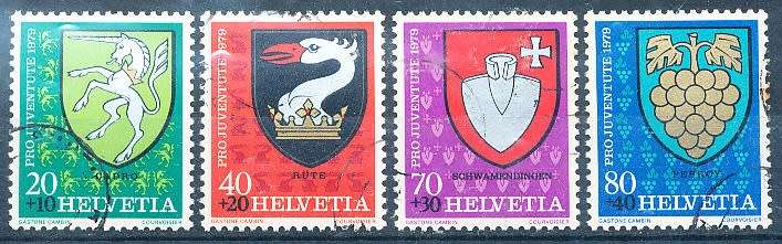 SWITZERLAND  1979 -  Pro Juventute - Municipal Coat of Arms   SET   - FINE  USED