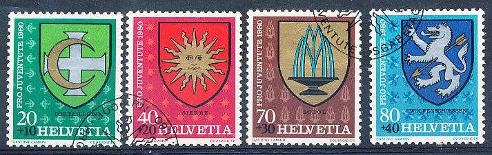 SWITZERLAND  1980 -  Pro Juventute - Municipal Coat of Arms   SET   - FINE  USED