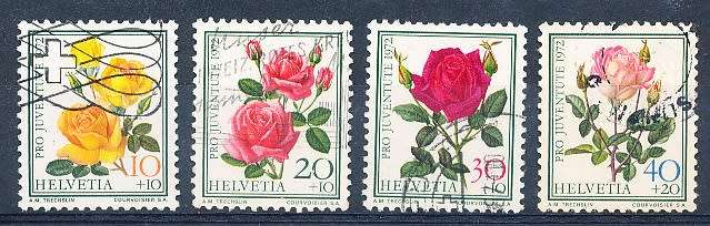 SWITZERLAND  1972 -   Pro Juventute - Roses   SET   - FINE USED