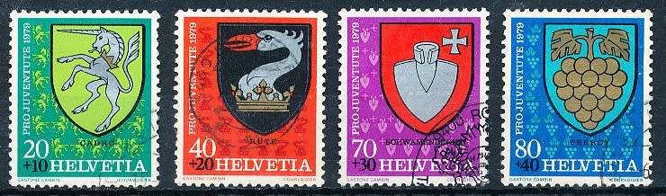 SWITZERLAND  1979 -  Pro Juventute - Municipal Coat of Arms   SET   - FINE  USED