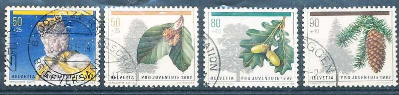 SWITZERLAND  1992 -   Pro Juventute - Trees SET    - FINE USED