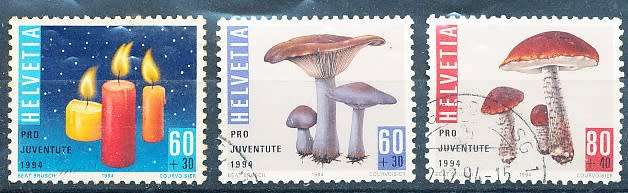 SWITZERLAND  1992 -   Pro Juventute - Christmas  Candles - Mushrooms PART SET    - FINE USED