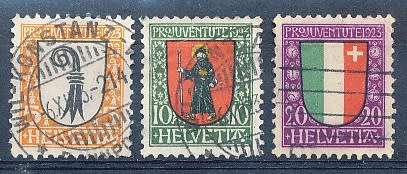 SWITZERLAND  1923 -   PRO JUVENTUTE - Coat of Arms    - FINE  USED