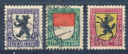 SWITZERLAND  1924 -   PRO JUVENTUTE - Coat of Arms    - FINE  USED
