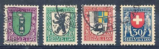 SWITZERLAND  1925 -   PRO JUVENTUTE - Coat of Arms  SET     - FINE  USED