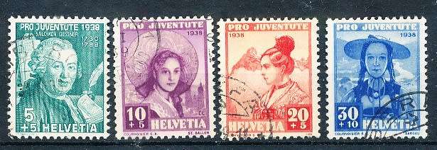 SWITZERLAND  1938 - Pro Juventute - Salomon Gessner - Costumes  SET     - FINE  USED