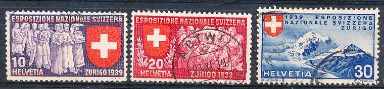 SWITZERLAND  1939 - Philatelic Exhibition - Italian Inscription   SET     - FINE  USED