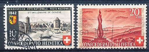 SWITZERLAND  1942 -  Pro Patria - Anniversary of Geneva  SET     - FINE  USED