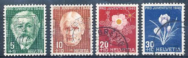 SWITZERLAND  1945 - Pro Juventute -    Flowers   SET     - FINE  USED