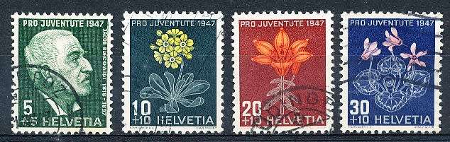 SWITZERLAND  1947 - Pro Juventute -    Flowers   SET     - FINE  USED