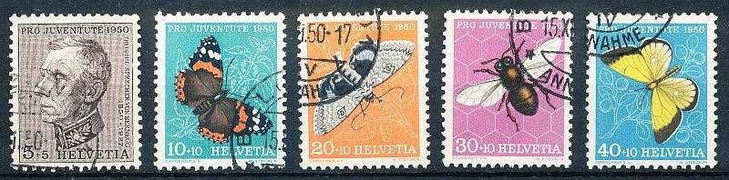 SWITZERLAND  1950 -  Pro Juventure -  Teophill Sprecher - Insects  SET   - FINE  USED